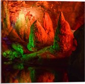 WallClassics - Acrylglas - Roze Lichtgevende Grot - 50x50 cm Foto op Acrylglas (Met Ophangsysteem)