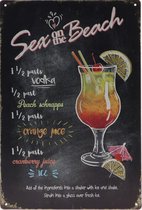 Wandbord – Sex on the beach - Cocktail - Retro - Wanddecoratie – Reclame bord – Restaurant – Kroeg - Bar – Cafe - Horeca – Metal Sign – 20x30cm