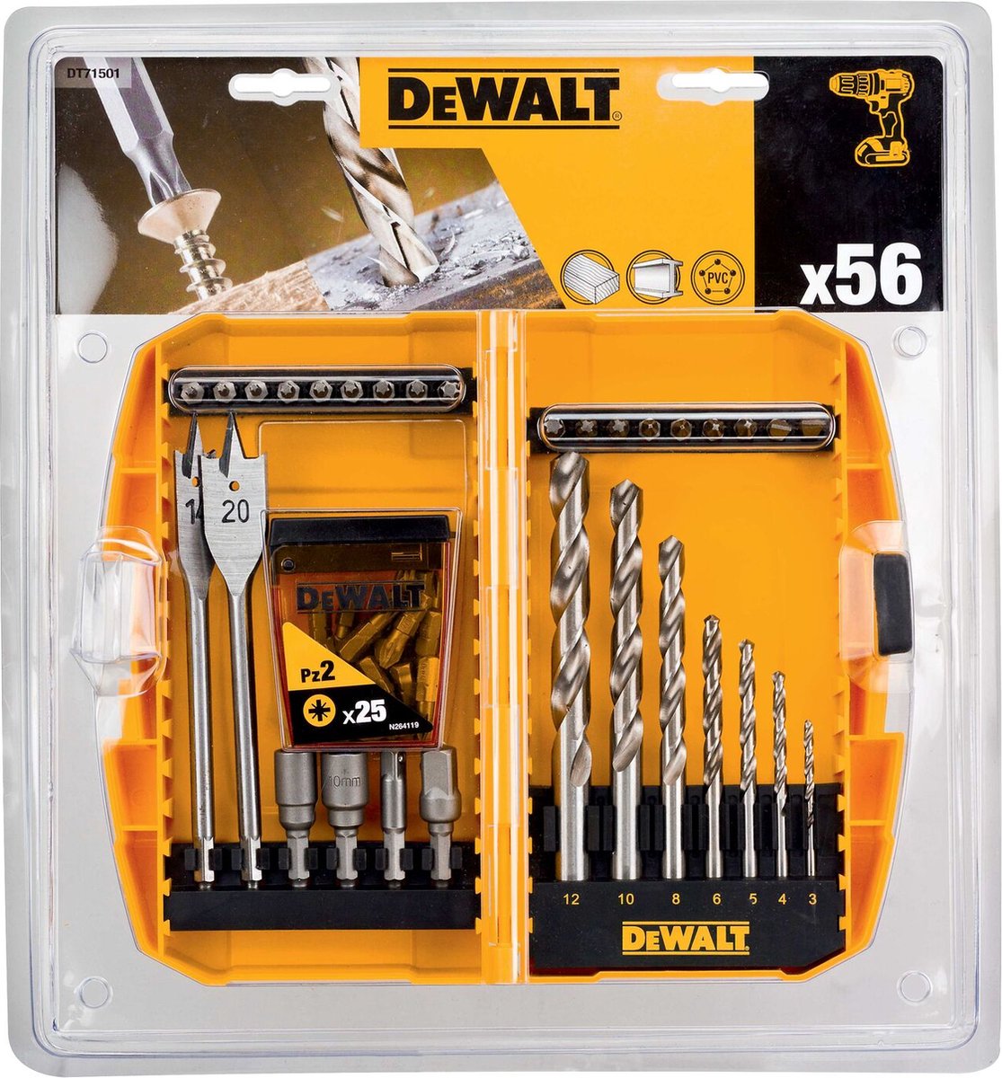 DeWalt Accessoires DT70751-QZ Coffret de forets Tough Case, Bois