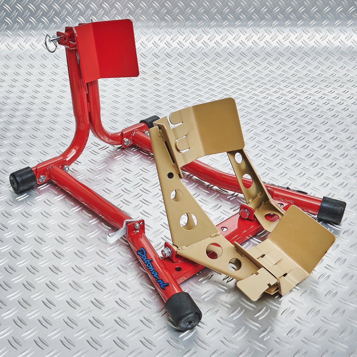 Datona® Inrijklem motor - Voorwielklem voor motoren - Motorsteun verstelbaar 16-19 inch - Band 100-140 mm - Kantelmechanisme met haak - 12 kg