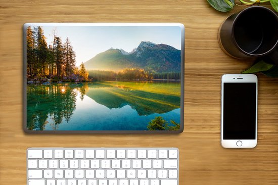 Autocollant pour ordinateur portable - 12,3 pouces - Lac - Forêt - Montagnes - Nature - Soleil - Paysage - 30x22cm - Autocollants pour ordinateur portable - Skin pour ordinateur portable - Housse