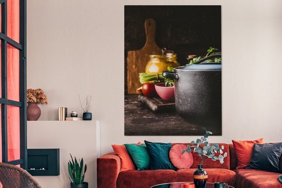 Tableau sur toile Rustique - Nature Morte - Pan - Légume - 120x160 cm - Décoration murale XXL