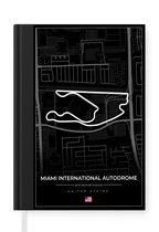 Notitieboek - Schrijfboek - Racebaan - Verenigde Staten - Formule 1 - Miami International Autodrome - Circuit - Zwart - Notitieboekje klein - A5 formaat - Schrijfblok