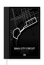 Notitieboek - Schrijfboek - Racebaan - Circuit - F1 - Baku City Circuit - Azerbeidzjan - Zwart - Notitieboekje klein - A5 formaat - Schrijfblok