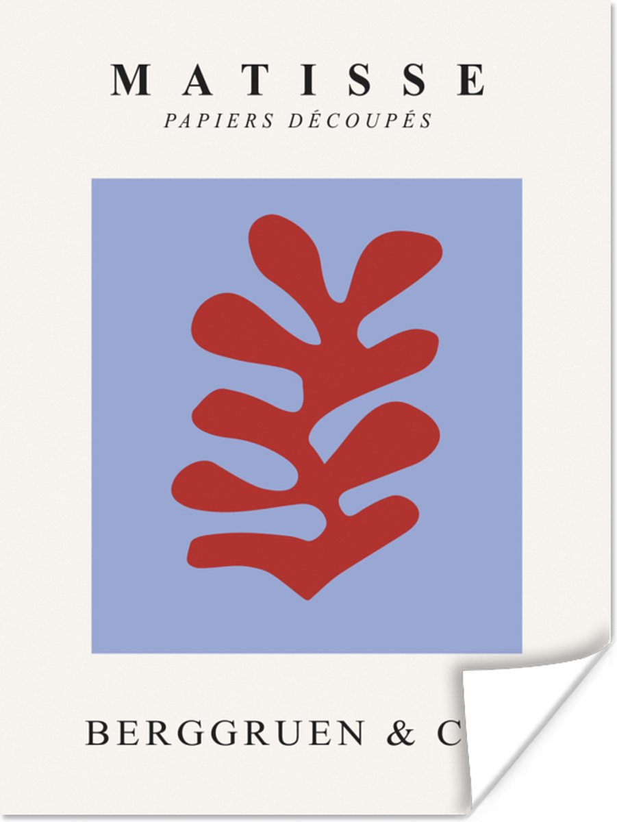Poster Matisse - Blad - Rood - Blauw - Abstract - 30x40 cm