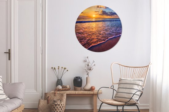 Cercle mural - Cercle mural - Mer - Plage - Horizon - Soleil - Plastique - Cercle mural intérieur - Tableau rond - 90x90 cm - Cercle Décoration murale