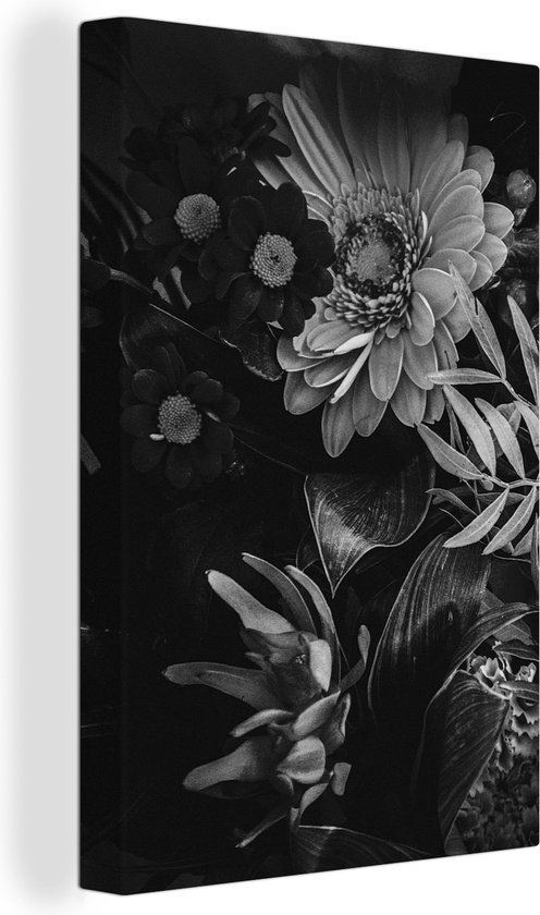 Canvas Schilderij Boeket - Stilleven - Bloemen - Planten - Rood - 20x30 cm - Wanddecoratie