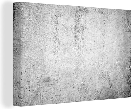 Canvas Schilderij Beton - Grijs - Patroon - Vintage - Industrieel - 90x60 cm - Wanddecoratie