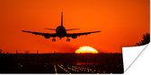 Affiche Coucher de soleil - Avion - Oranje - Soleil - 40x20 cm - Décorations de Noël - Décoration de Noël pour l'intérieur - Noël