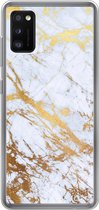 Geschikt voor Samsung Galaxy A41 hoesje - Marmer print - Goud - Wit - Luxe - Marmer printlook - Glitter - Siliconen Telefoonhoesje