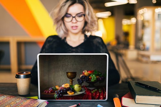 Laptop sticker - 12.3 inch - Rustiek - Tafel - Fruit - Stilleven - Beker - 30x22cm - Laptopstickers - Laptop skin - Cover