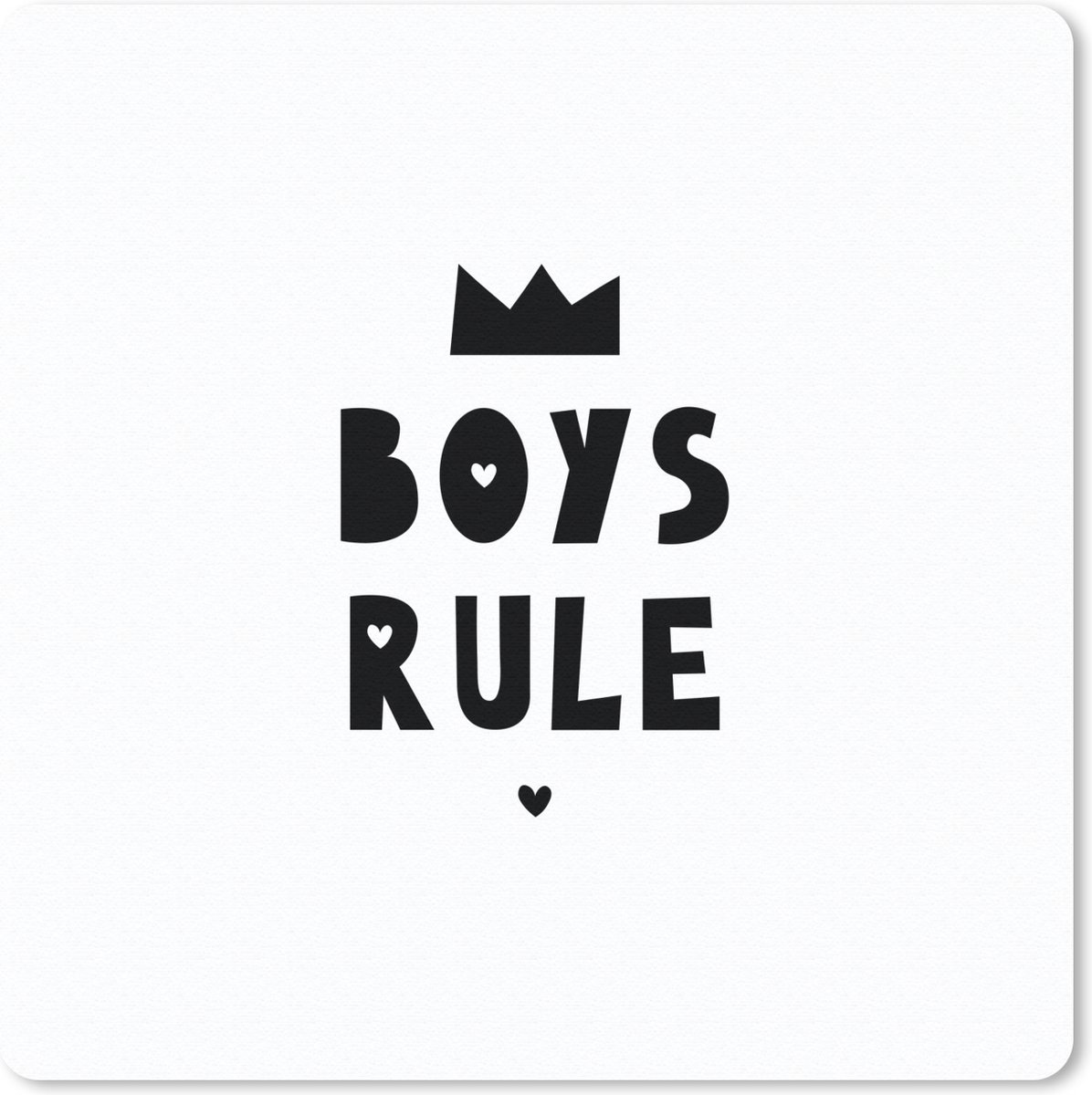 Muismat 20x20 cm - Mousepad Boys Rule - Quotes - Spreuken - Kinderen - Jongens - Muismatten