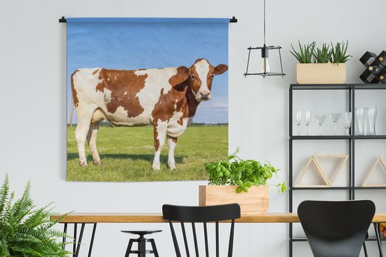 Tapisserie murale - Toile murale - Vaches - Ferme - Herbe - Nature - Animaux - 150x150 cm - Tapisserie