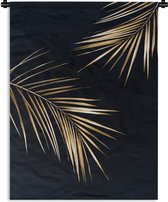 Wandkleed - Wanddoek - Bladeren - Planten - Goud - Zwart - Luxe - 60x80 cm - Wandtapijt