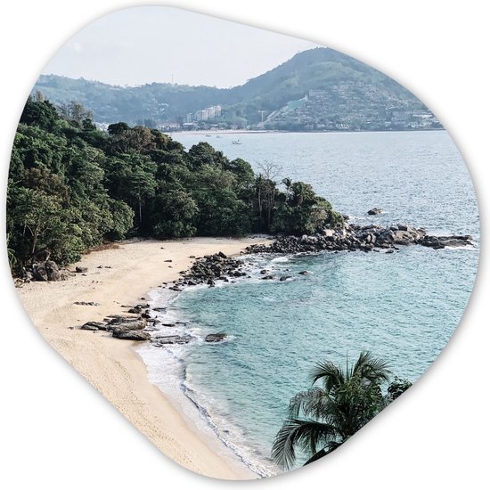 Décoration murale bio - Décoration murale en plastique - Tableau bio - Plage - Été - Arbres - Mer - 60x60 cm - Forme miroir bio sur plastique