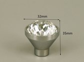 3 Pièces Bouton de Meuble Cristal - Argent & Transparent - 3.5*3.2 cm - Poignée de Meuble - Bouton pour Armoire, Porte, Tiroir, Armoire de Cuisine