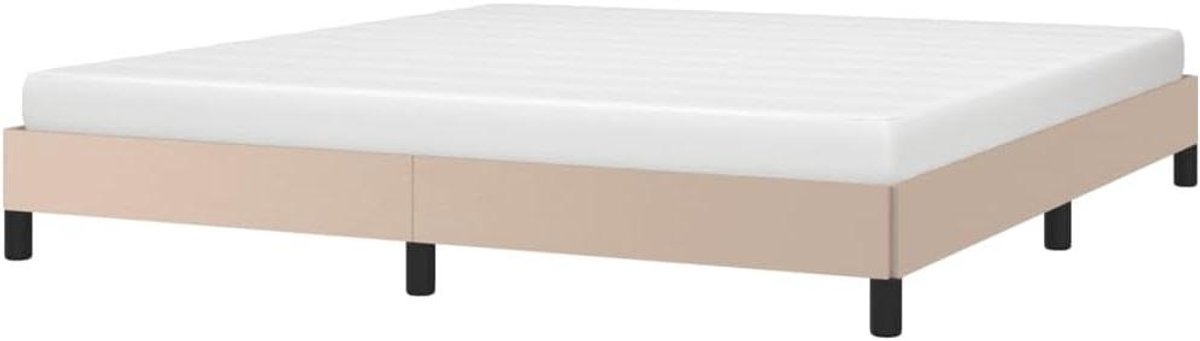 Bedframe Kunstleer - Bedframe Dubbel - Goede Nachtrust - Multiplex Lattenbodem - 160x200 cm - Cappuccino