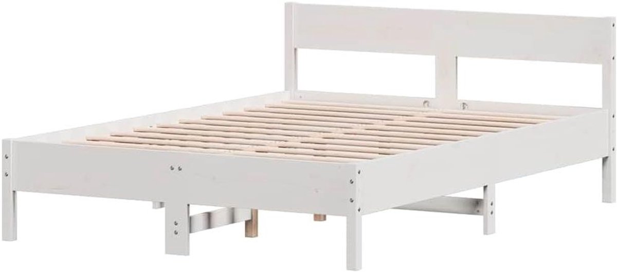 Bedframe Hout - Houten Bed - Goede Nachtrust - Massief Grenenhout - 160 x 200 cm - Wit