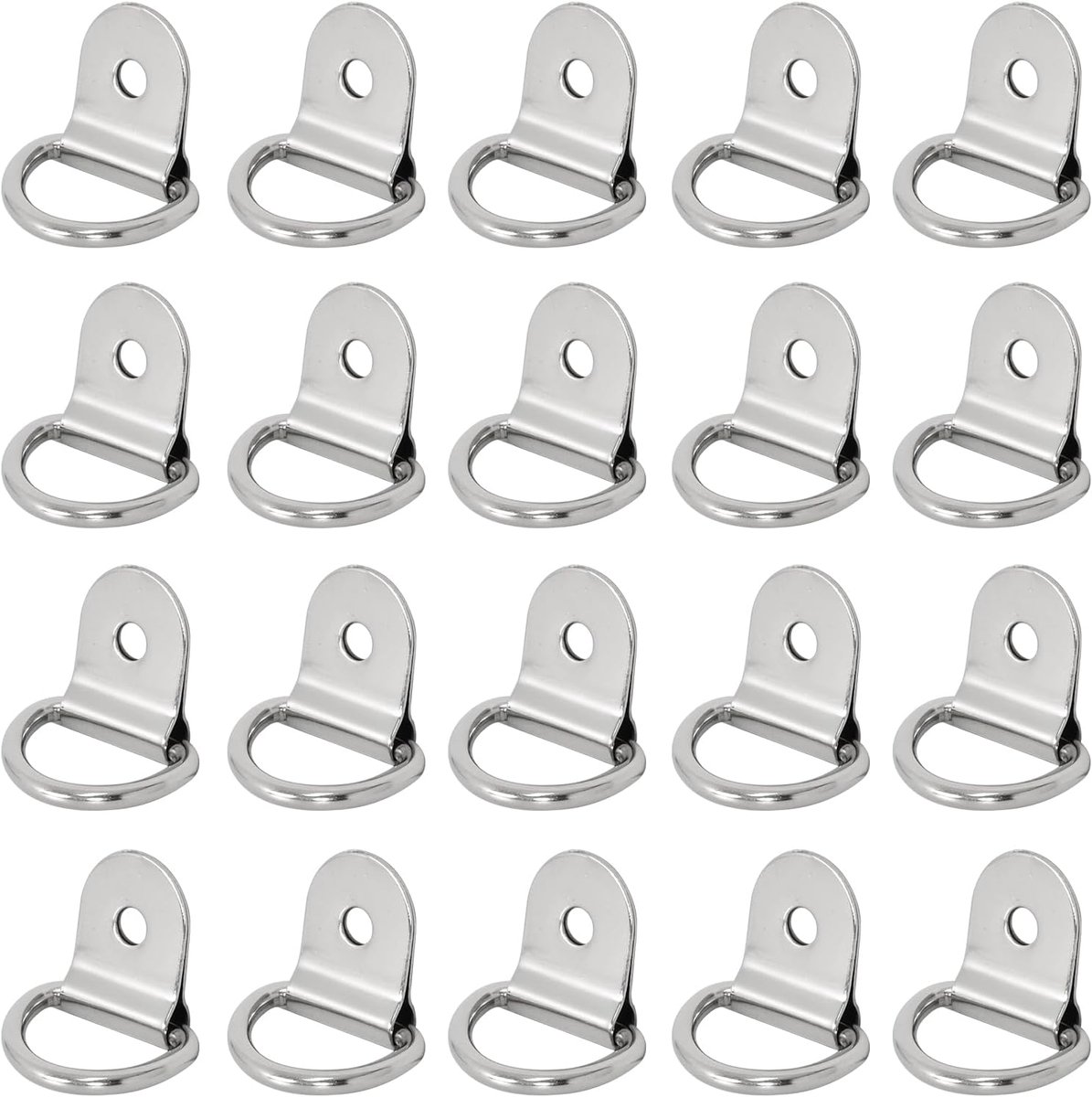 Pack of 20 D Ring - Lashing Rings - 3.5 cm x 2.5 cm - Heavy Duty - Tie Down Cargo Lashing - Welding Anchor - Load 100 kg - Securing Cargo in Cars - Kayaking - Verstevigen - Transport