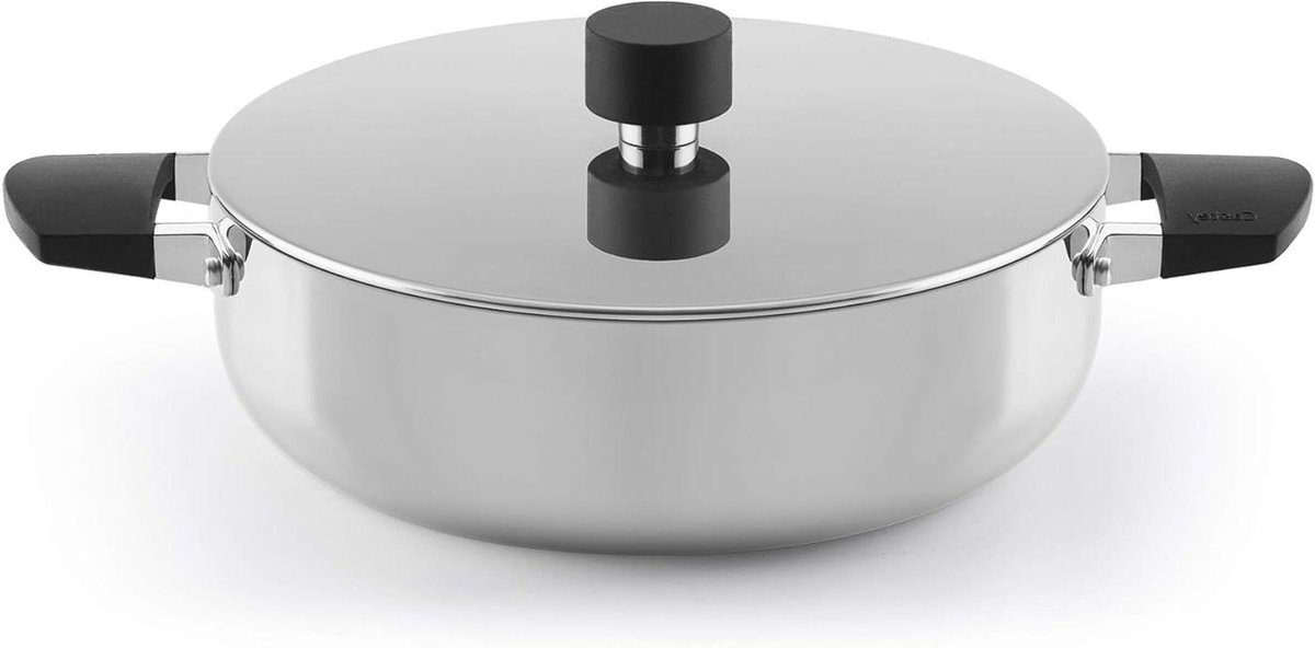 Ondiepe Braadpan Koekenpan Braiseren Snel Koken Trimetal Inductie 7 Liter Zilverkleur