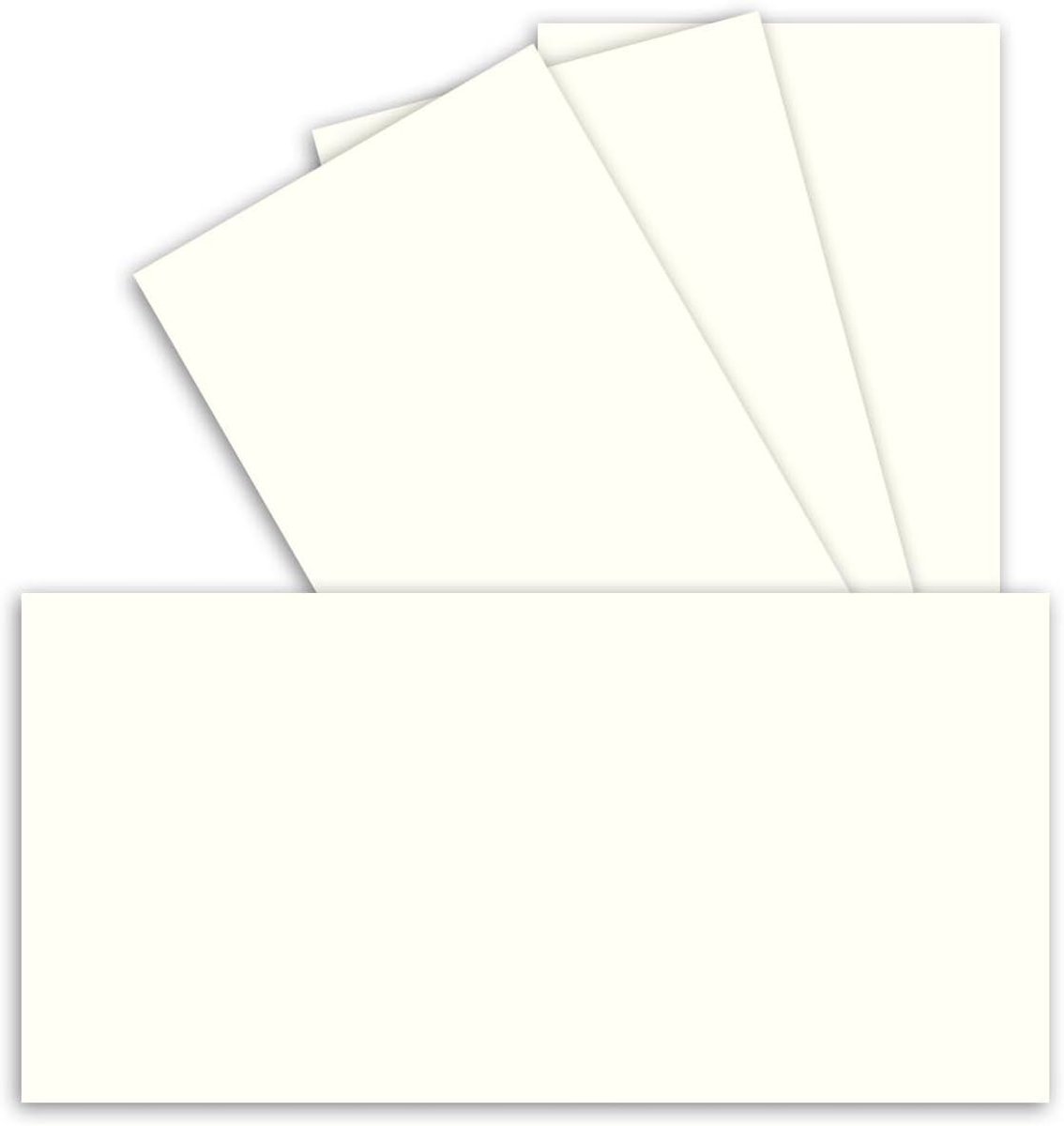 Enkele Kaarten - Wenskaarten Uitnodigingskaarten - Zelf Kaarten Maken - Drukkerijkwaliteit - DIN lang 99x210mm - Natuurlijk Wit
