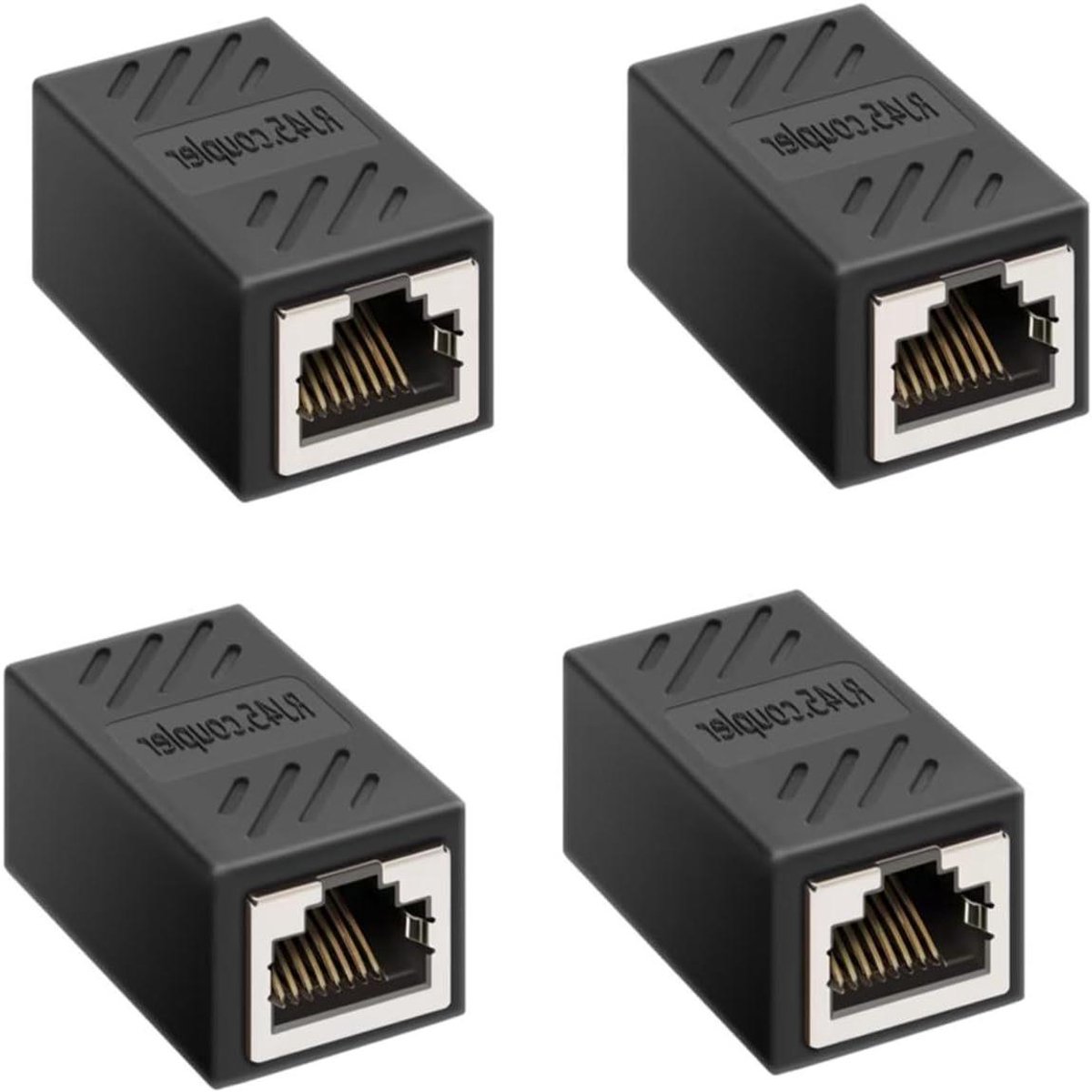 RJ45 Koppeling - Ethernet Verlenger - Netwerk Uitbreiden - 10 Gbps Snelheid - 4 Stuks - Zwart