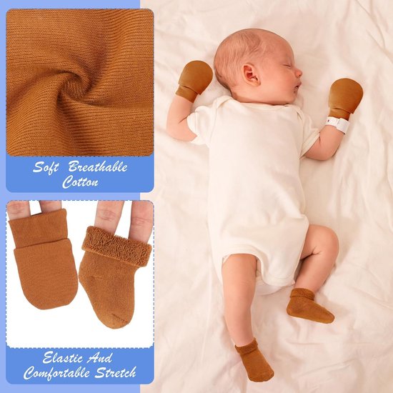 Baby Wanten en Sokken - Baby Accessoires Set - Baby Comfort - Zonder Krassen - 0-3 Maanden - Klassieke Kleuren — afbeelding 3
