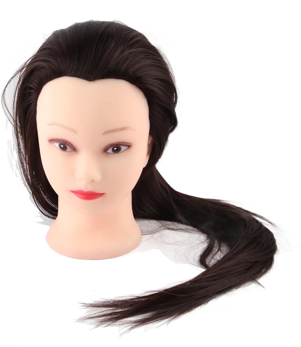 Haardressing Oefenhoofd van 24 Inch met 30% Echte Haar voor Knippen, Vlechten en Stylen met Klemhouder