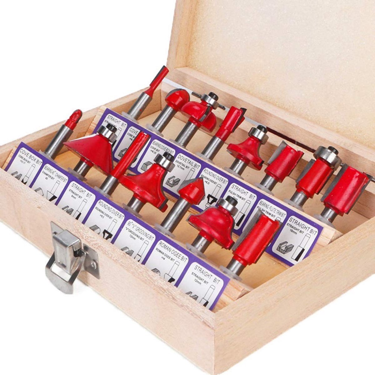 Vt products - Routerbits - Houtbewerkingssnijset - Hoogwaardige kwaliteit - 1/4 inch schacht - Freesgereedschap - Ideaal voor houtbewerking - 15 stuks