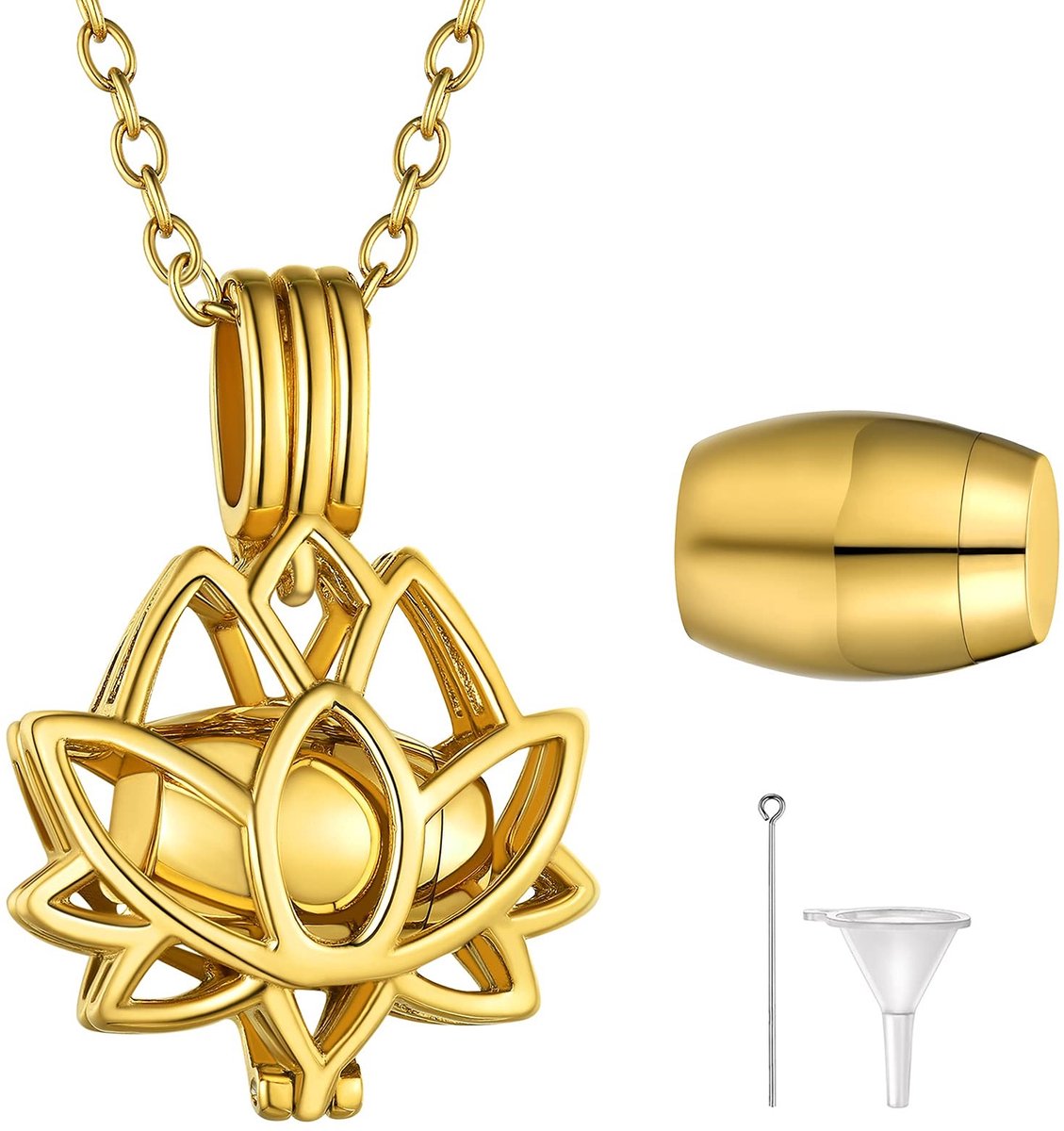 ONF3 - Dameshalsketting - Urn as hanger - Gepersonaliseerd - Zilver - Levensboom en hart - Sieraden cadeau - Geschikt voor dieren - Ketting met ...