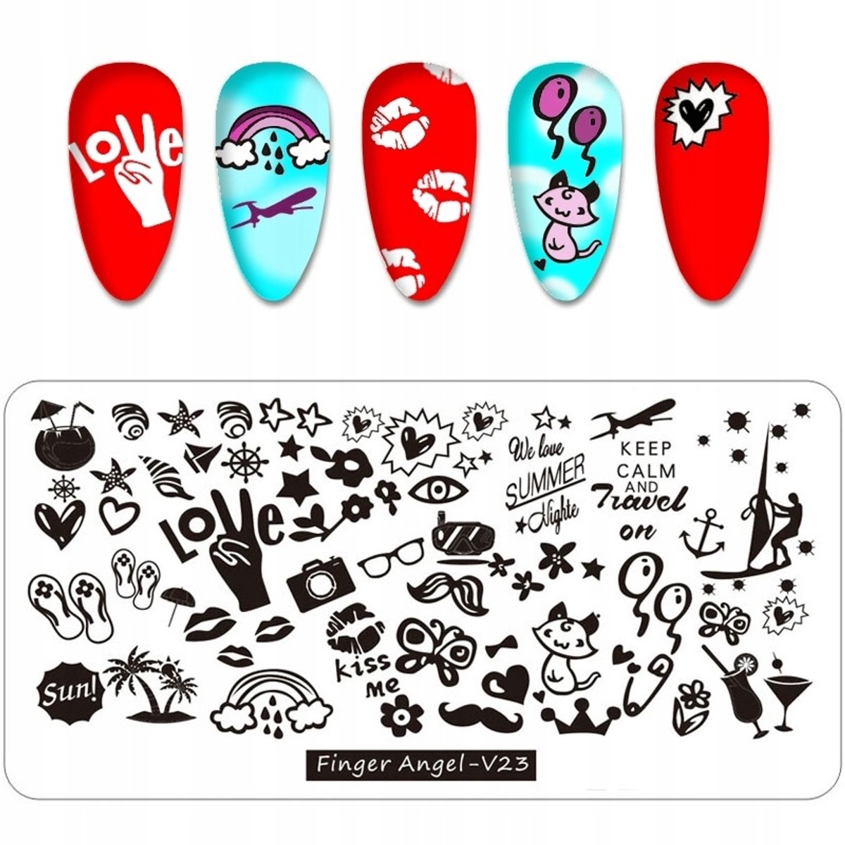 Born Pretty Finger Angel Serie - Blaszana Płytka voor Nail Art Stempelen - V23