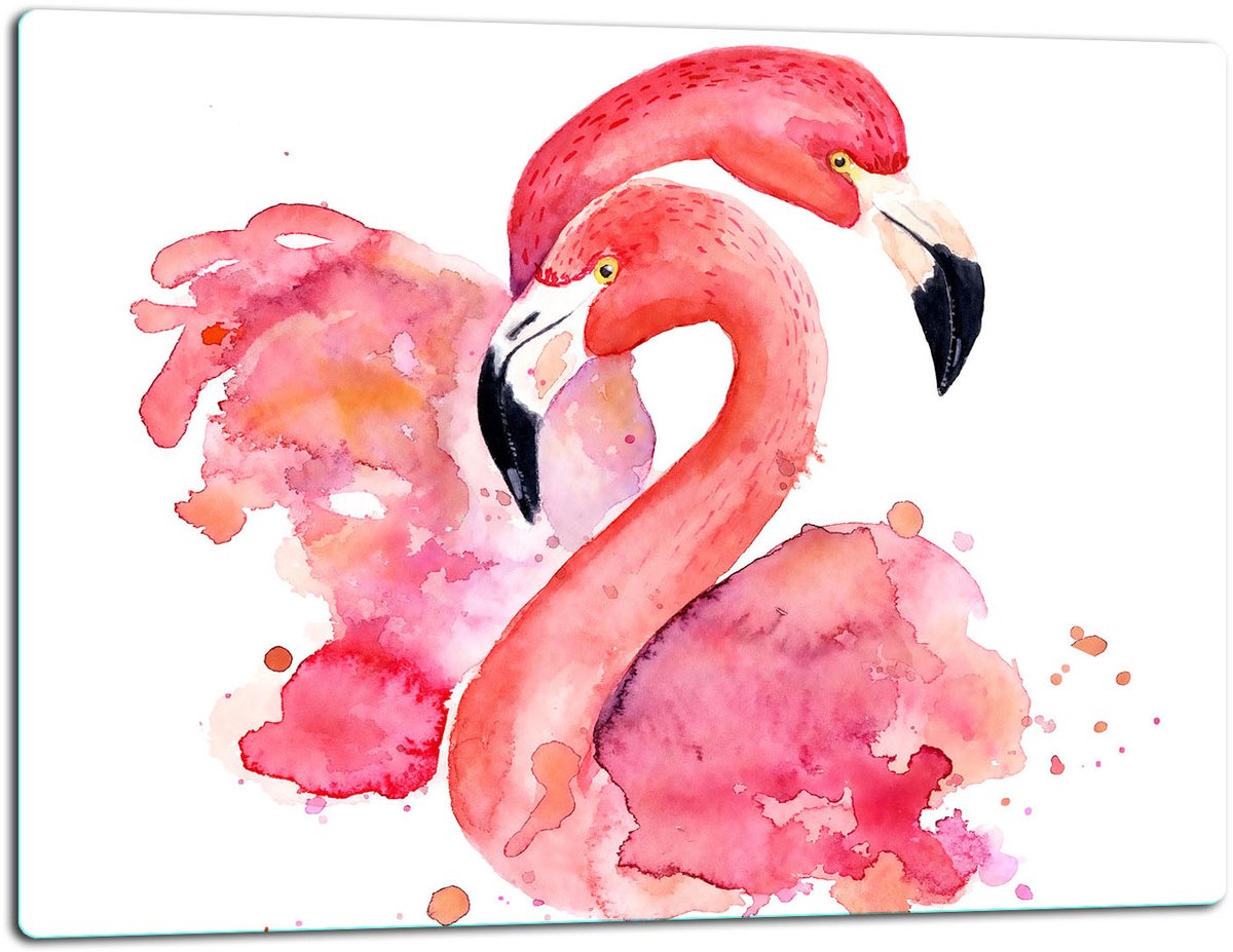 TMK ArtDeko Serie - Glazen Snijplank - 52x40cm - Flamingo Motief