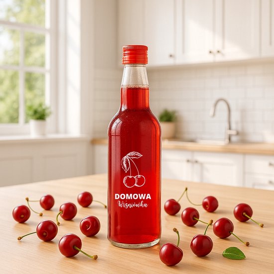 Bimberek - Monopol Serie - Glazen Flessen met Print - 500ml - Voor Huisgemaakt Kersenlikeur van Bimberek — afbeelding 5