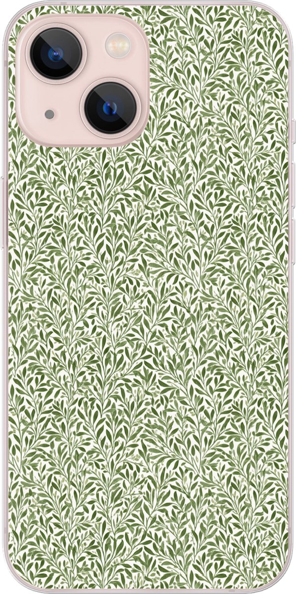 Telefoonhoesje Geschikt voor iPhone 13 hoesje - Botanisch - Takken - Groen - Siliconen Telefoonhoesje Telefoonhoesje