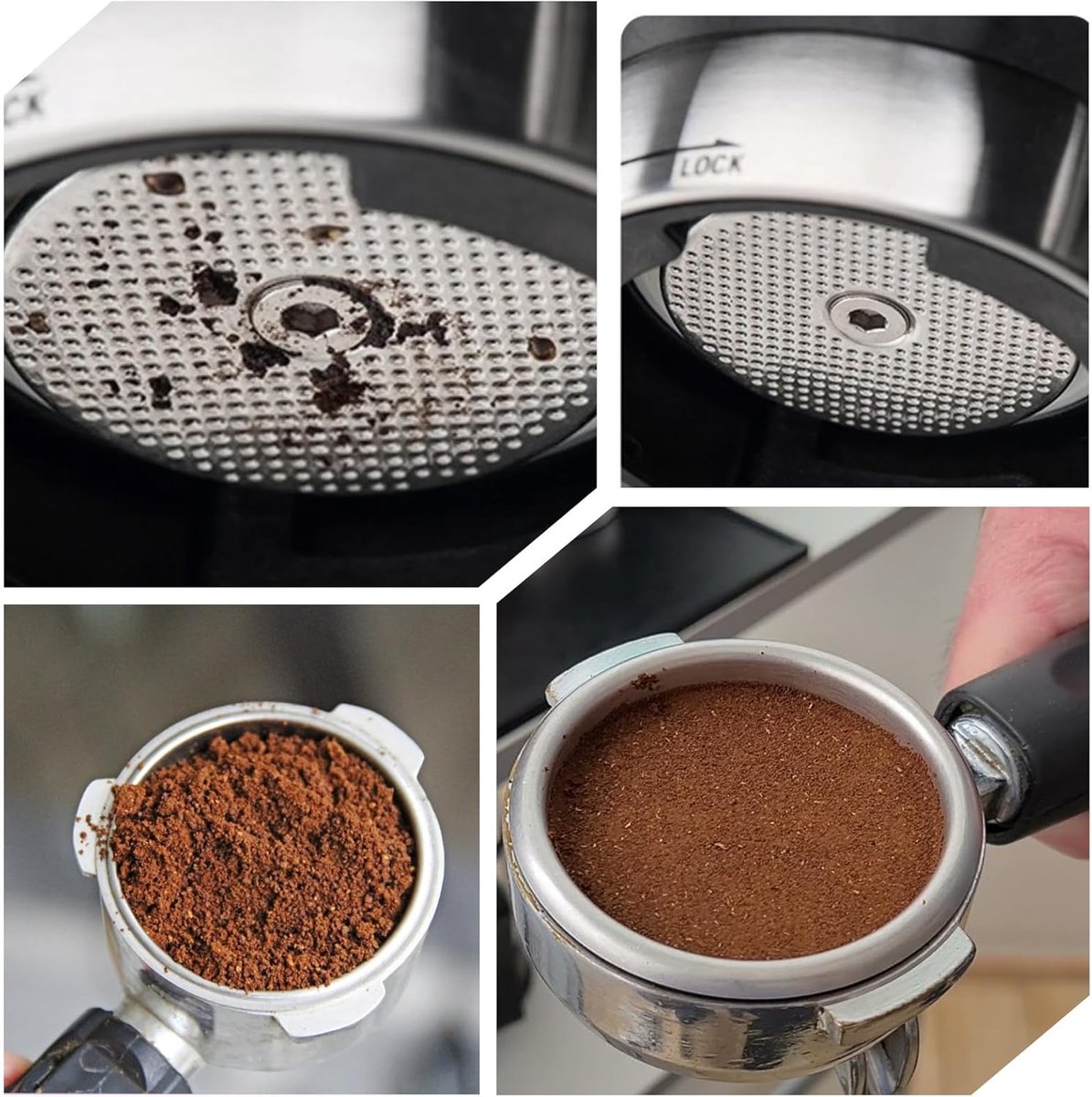 Set van 3 Italiaanse espressofilters van 58,5 mm met een dikte van 1,7 mm, geschikt voor filterhouders van 58 mm, 150 micron 316 roestvrijstalen koffiefilters, herbruikbaar — cadeau in Cadeau-ideeën - foto 4