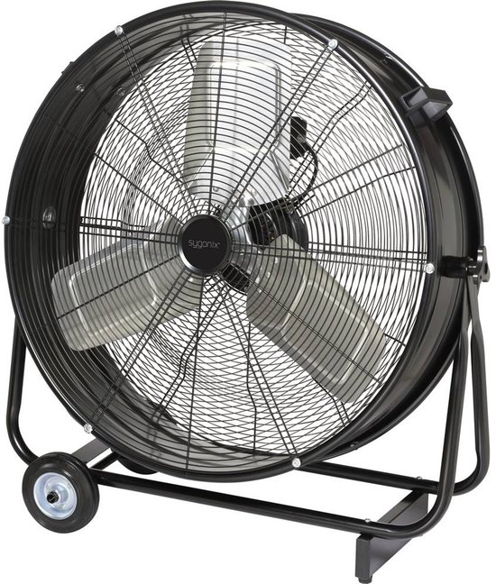 Vloerventilator 330W Sygonix Zwenkbaar Industrieel 2 Snelheden Aluminium Bladen Ø 745mm x 776mm Zwart