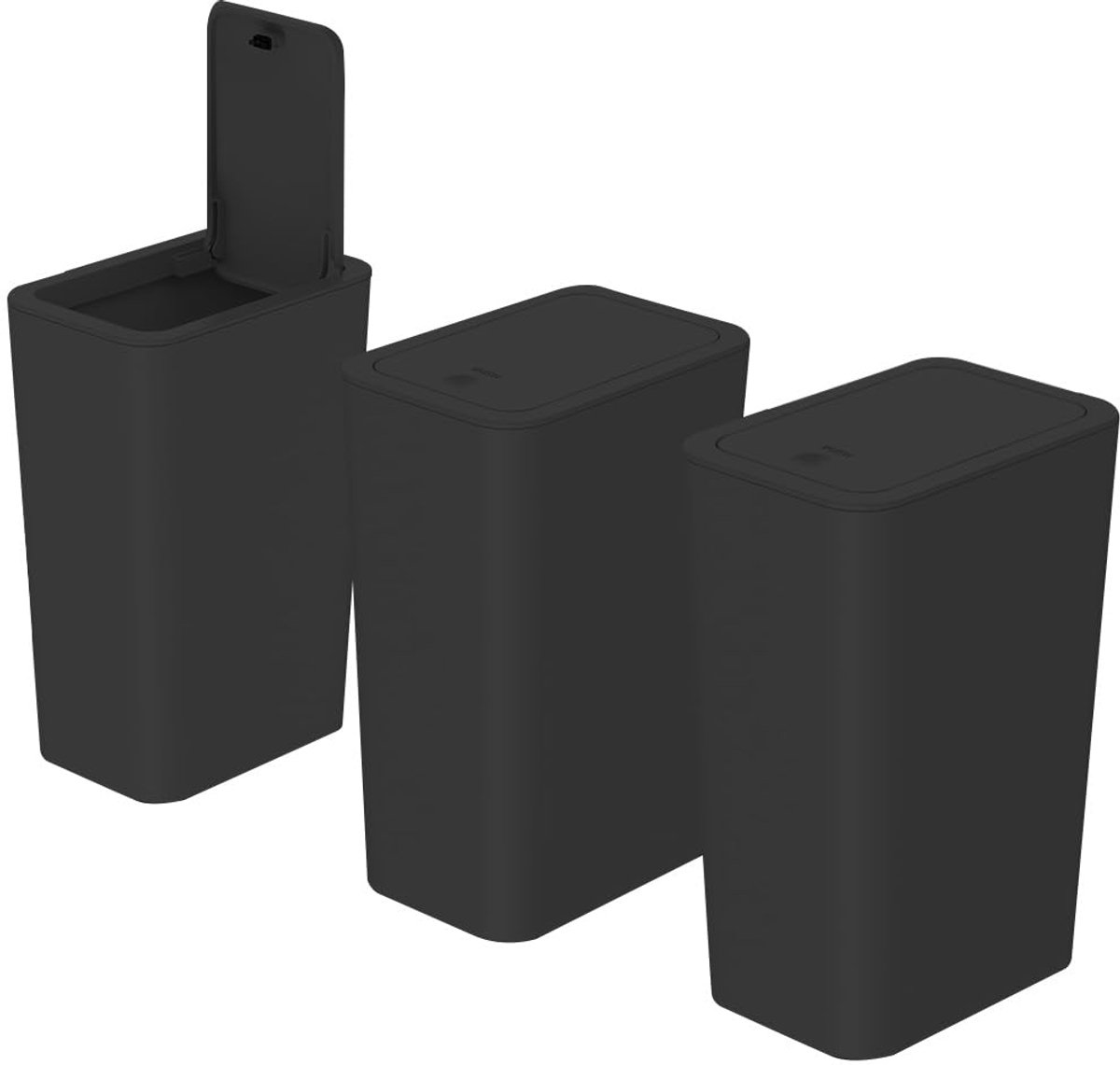 3 Pack 9L Badkamer Prullenbak - Hond Veilige Prullenbak - Smalle Slaapkamer Prullenbak met Deksel - Touch Top Toilet Prullenbak - Prullenbak voor Kantoor - Woonkamer - Keuken - Toilet (Zwart)
