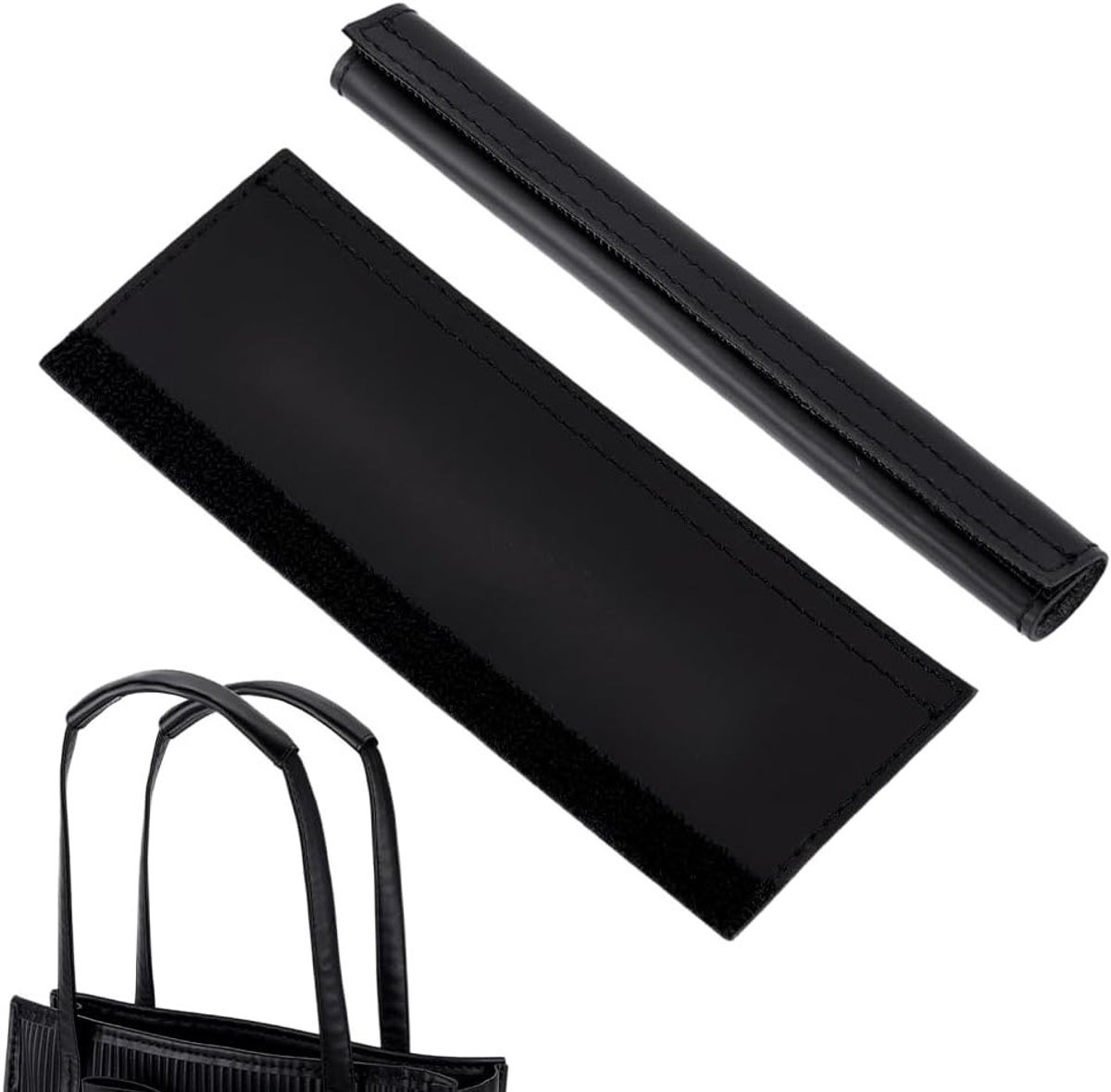 Leren Handvat Covers voor Handtassen - Zwarte Beschermhoes voor Handvatten, Verwijderbare Bescherming voor Reistas, Portemonnee en Ambachtelijke Projecten