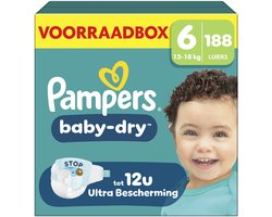 Pampers Baby-Dry Maat 6 - 188 Luiers - 13kg-18kg - Voorraadbox