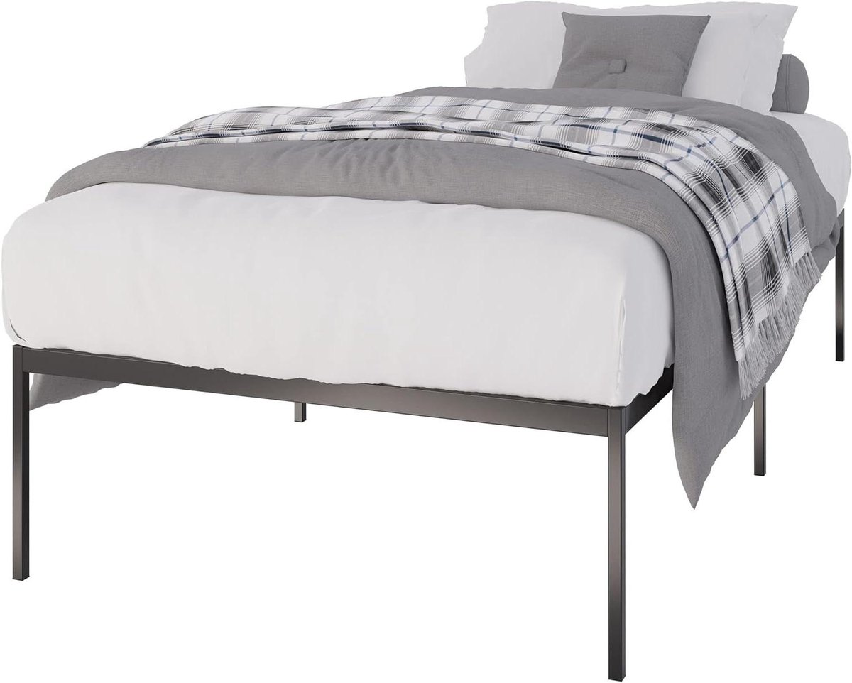 Metalen Bedframe - Stalen Bed Bodem - Ruimte Besparen - Geïntegreerde Lattenbodem - 200x100 cm - Zwart