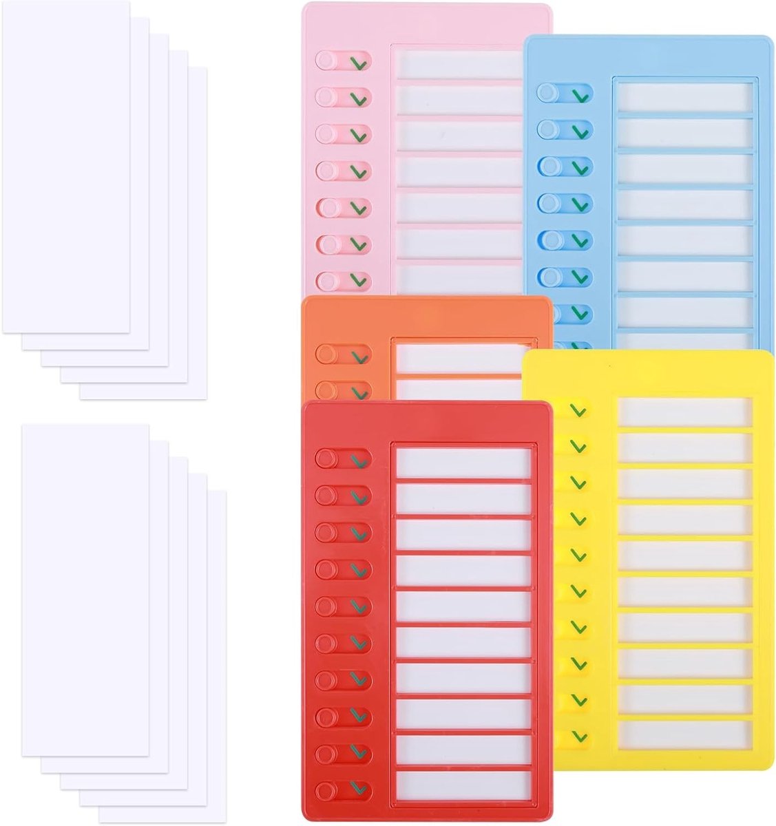 Set van 5 Lege To-Do Lijsten voor Kinderen, Verplaatsbare Checklist Borden met 10 Vellen Karton, Ideaal voor Organisatie en Takenbeheer
