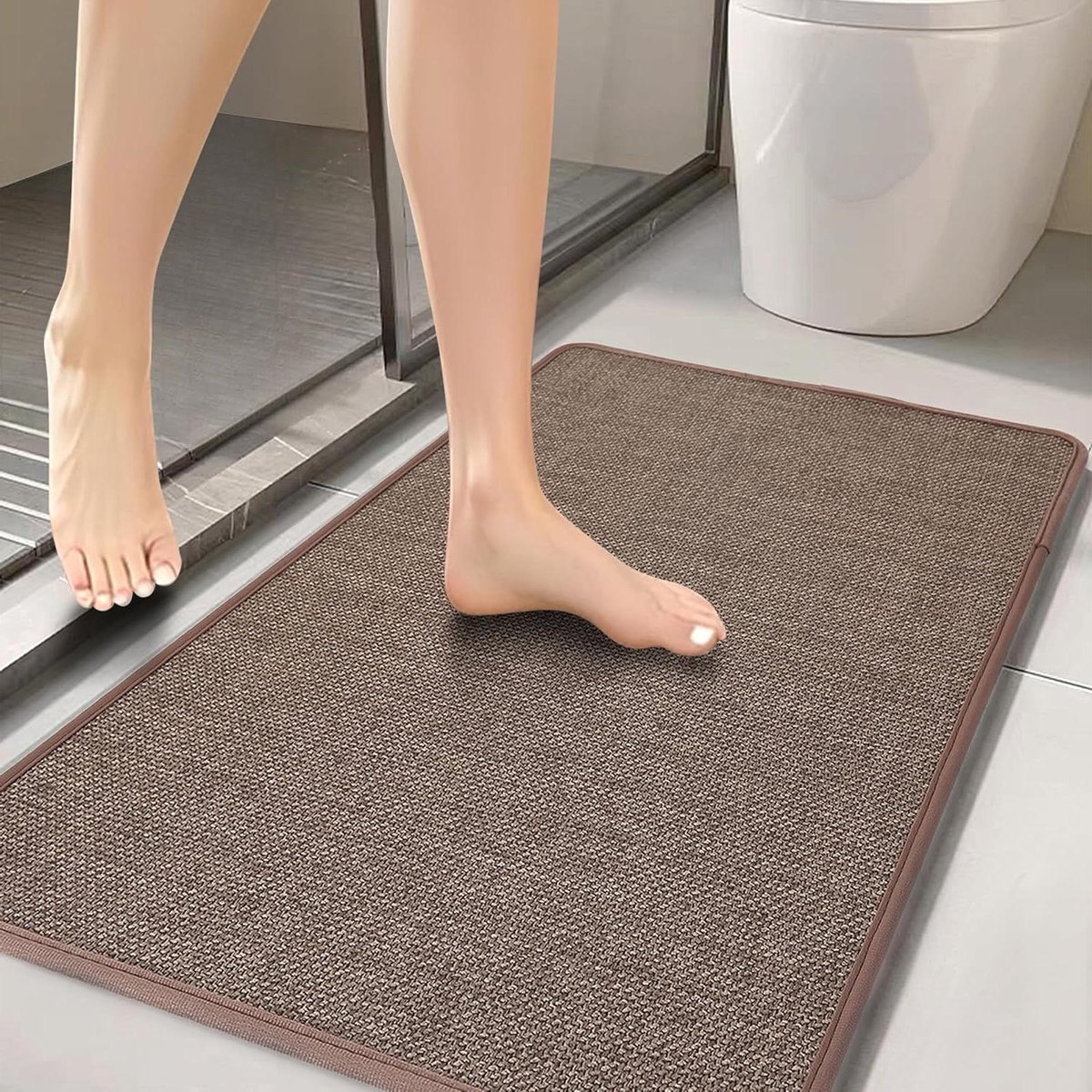 Badmat - Badkamertapijt - Badkamer Droog - Sneldrogend Antislip - 61 x 40 cm - Havermout