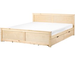 BELIANI DAUPHIN - Bed met 4 lades - Naturel - 180 x 200 cm - Hout