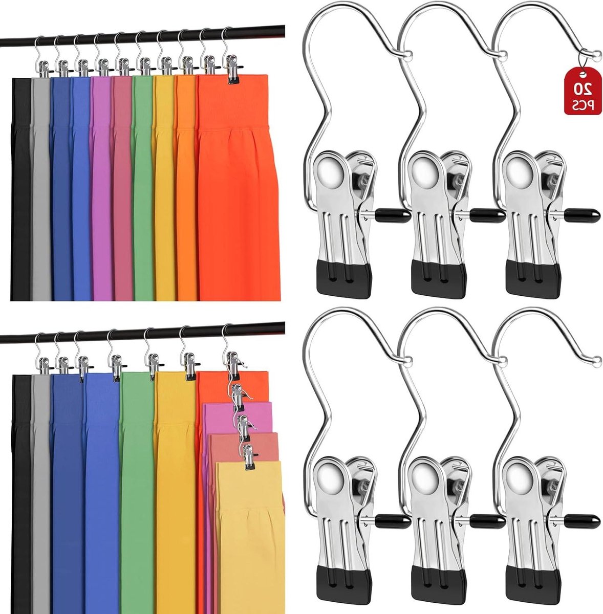 Rok Hangers Organizer - Kast Hangers - Kleding Opbergen - Met Rubber Gecoat - 20 Stuks - Zwart