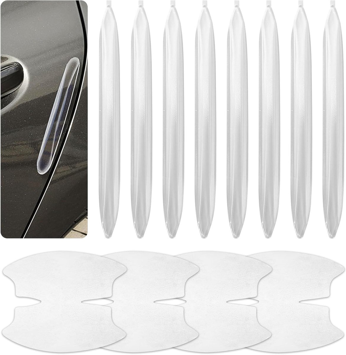 Set van 8 Beschermende Randen voor Autodeuren, Transparante Folies en Rubber Bescherming voor Deurranden, Auto Accessoires