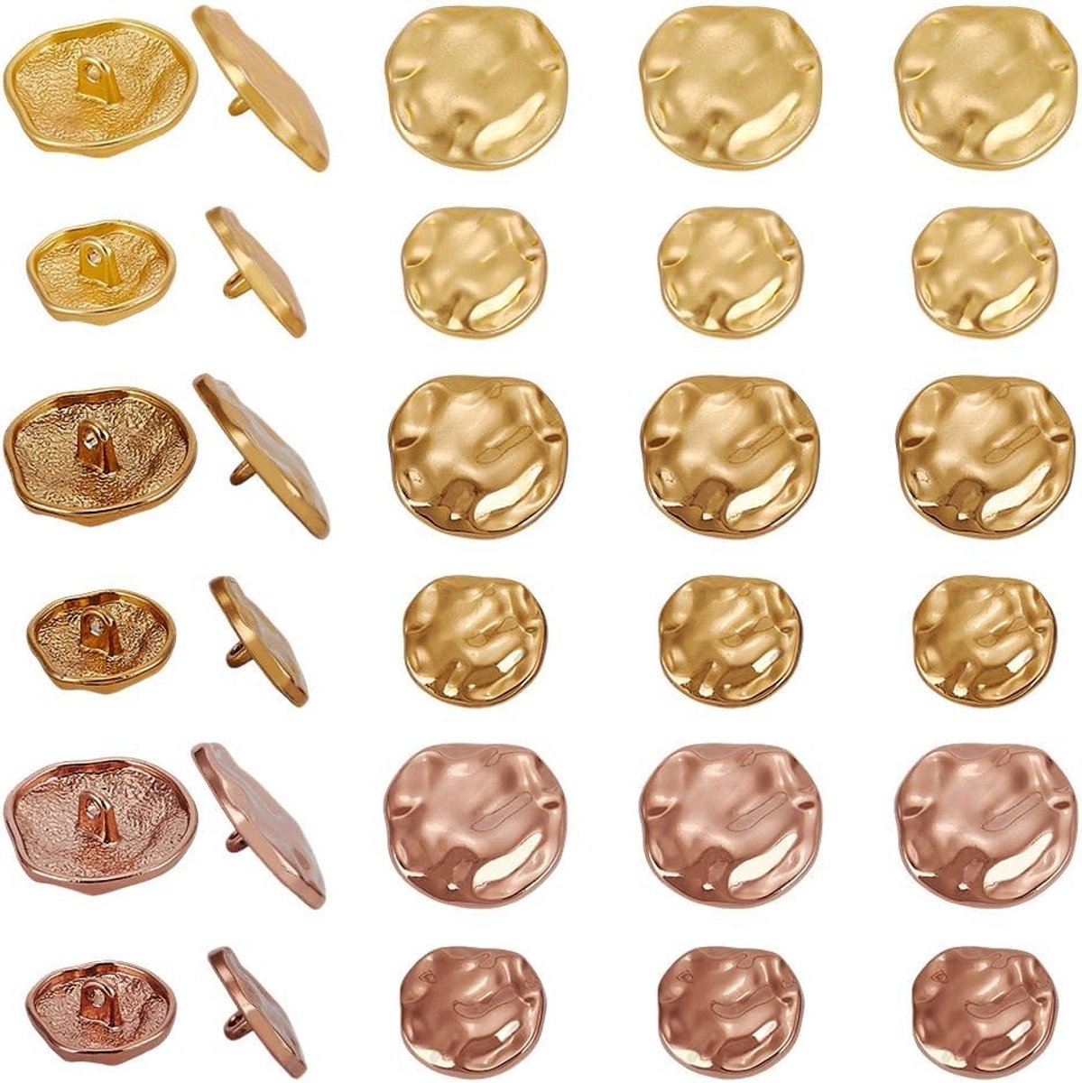 30 Stuks Gouden Metalen Stem Knoopjes, 6 Stijlen Vintage Blazer Knopen, Flat Rond Naai Gereedschap voor Kostuum en Sieraden Maken, 18/22mm