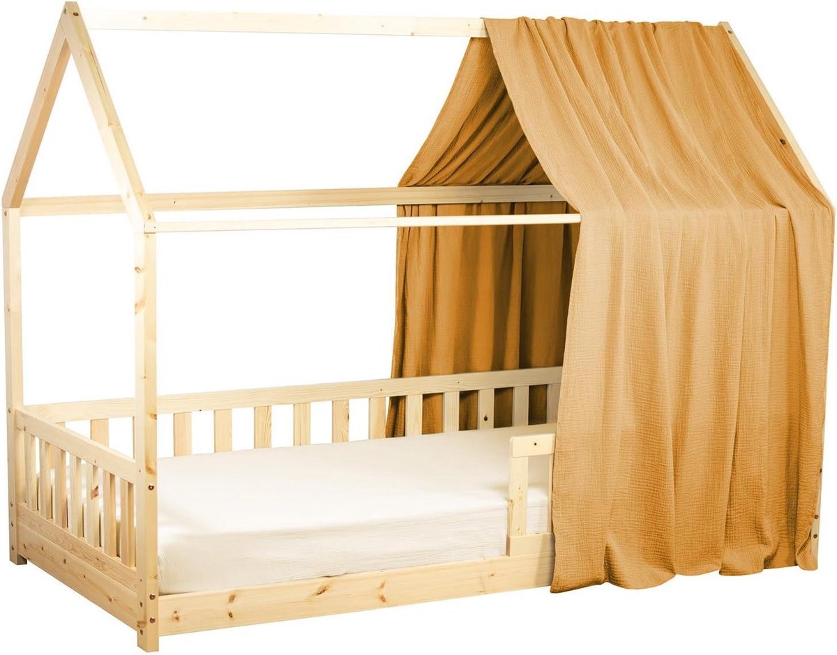 Bedhemel Katoen Gaas - Hemeltje Kinderbed - Babykamer Decoratie - Gemaakt in Frankrijk - 130x420 cm - Transparant