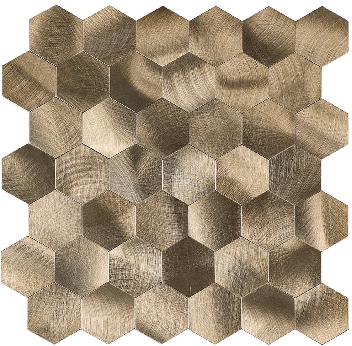 Zelfklevende Mozaïek Steenstrip Hexagon Geborsteld Brons