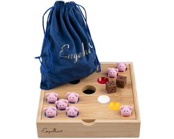Pig Hole Game – Bamboe – 60 Siliconen Varkentjes – Strategisch Gezelschapsspel – Tactisch Bordspel – Engelhart