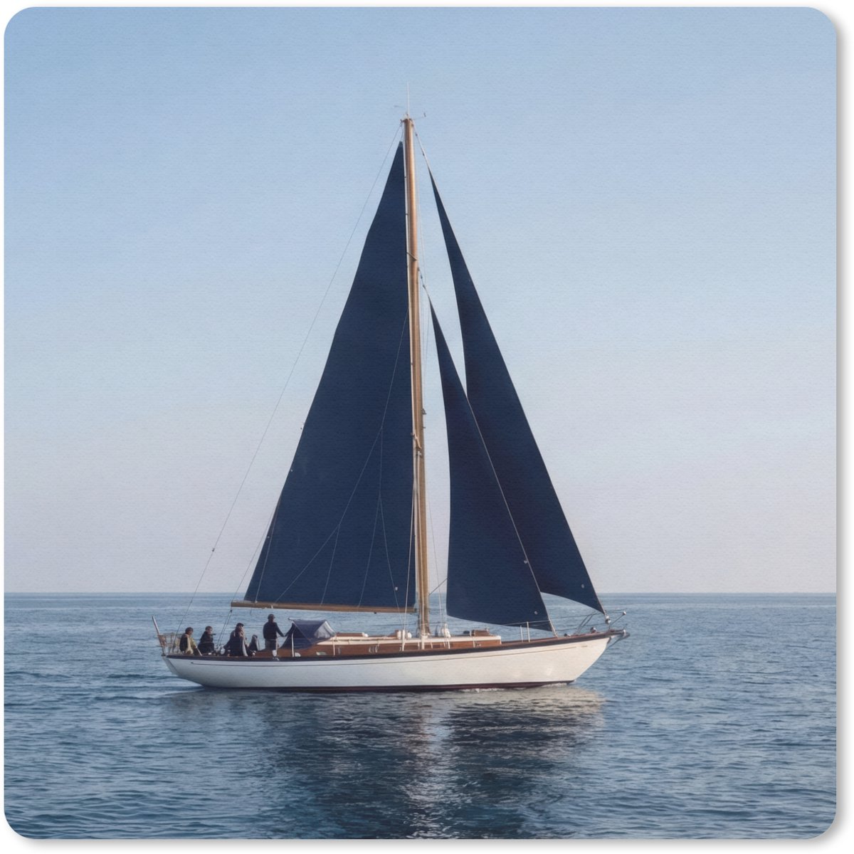 Muismat 30x30 cm - Mousepad Zeilboot - Zee - Blauw - Muismatten